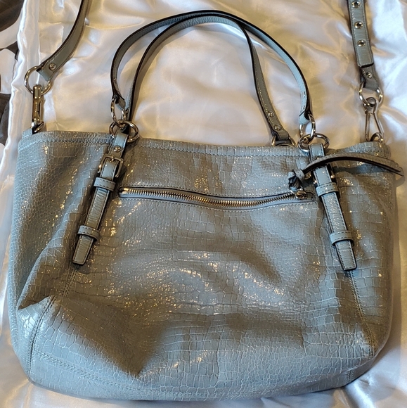 Coach | Retro Blue Patent Crocodile embossed Tote Shoulder Bag, Removabl… - Picture 2 of 7